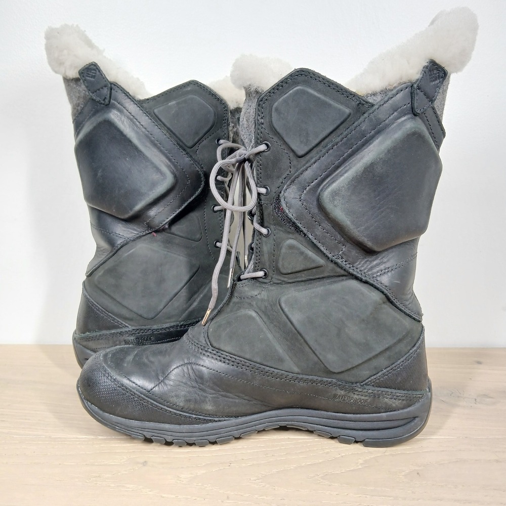 Columbia Boots Womens 7.5 Black Leather Tall Waterproof Winter Snow - Picture 6 of 10